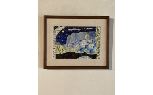 「山口県」絵画 額有り 「漁火」 画家・くぼやまさとるの水彩原画「郷愁」 <Y-29> - 静岡県南伊豆