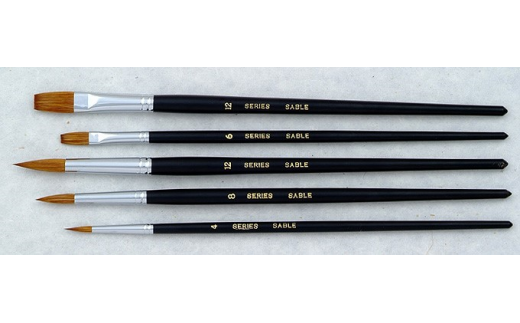 熊野筆 水彩5本セット（セーブル）【筆 絵筆 水彩画 画材 作品用 練習