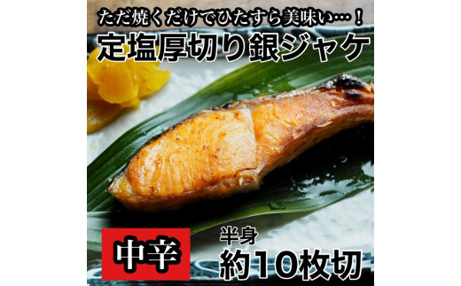 中辛】厚切り銀鮭 半身1枚 約10枚切【鮭 塩鮭 サケ 焼き魚 魚 おつまみ 惣菜 海鮮 珍味 お取り寄せ 御中元 お中元 お歳暮 父の日 母の日  贈り物 日本酒 焼酎 神奈川県 小田原市 】 - 神奈川県小田原市｜ふるさとチョイス - ふるさと納税サイト