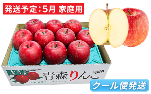 5月 冷た～い ふじりんご 約3kg（有袋栽培 家庭用・8～11玉程度 CA貯蔵