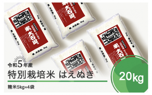 令和5年産 米 はえぬき 20㎏ 大石田町産 特別栽培米 精米 - 山形県大石