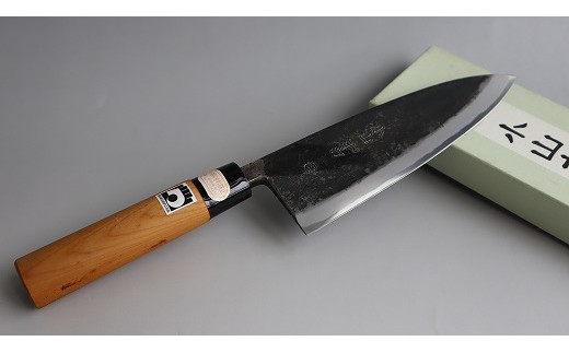 28-324 小山本手打刃物（熊本県伝統的工芸品） 白紙鋼 出刃6.5寸 両刃