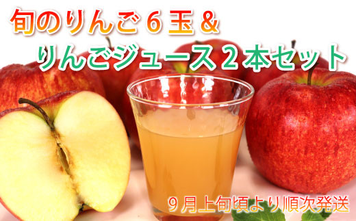 No.5657-3588]旬のりんご6玉&りんごジュース2本セット《信州グルメ市場
