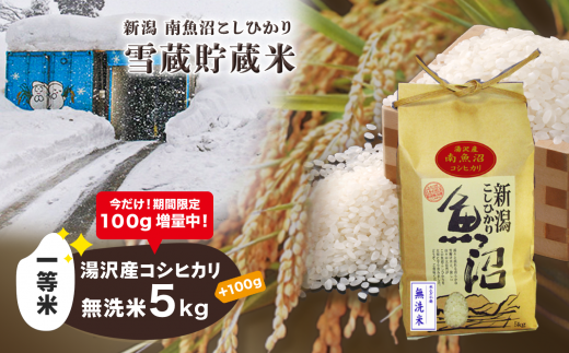 令和5年産【湯沢産コシヒカリ】 雪蔵貯蔵米 ＜無洗米＞5kg 精米したて