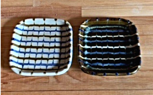 92 【袖師窯】スリップ四角皿 2枚セット - 島根県｜ふるさとチョイス