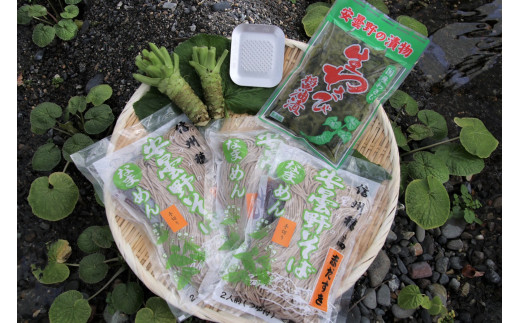 藤屋わさび農園 【特選】生わさびとそばセット - 長野県安曇野市