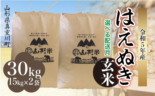 配送時期が選べて便利＞ 令和5年産 真室川町厳選 はえぬき ＜玄米＞ 30