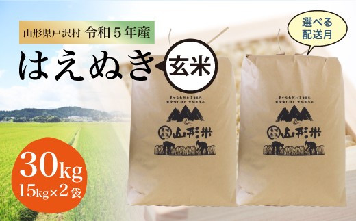 令和5年産 山形県戸沢村 厳選 はえぬき 【玄米】 30㎏（15kg×2袋