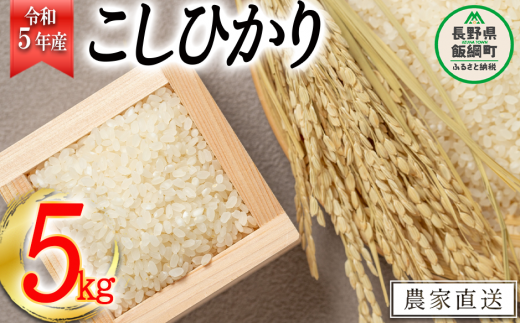 米 こしひかり 5kg （令和5年産） 沖縄県への配送不可 2023年11月上旬頃から順次発送予定 宮本ファーム コシヒカリ 白米 精米 長野県  飯綱町 [1526]