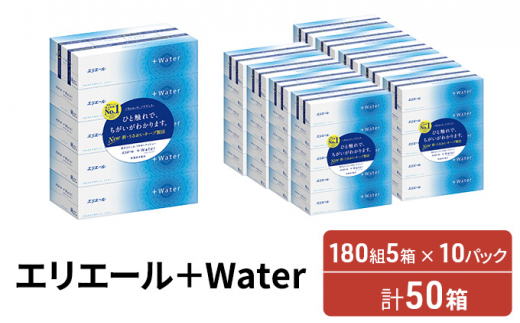 エリエール ＋Water 180組 5箱×10パック（計50箱） ティッシュ