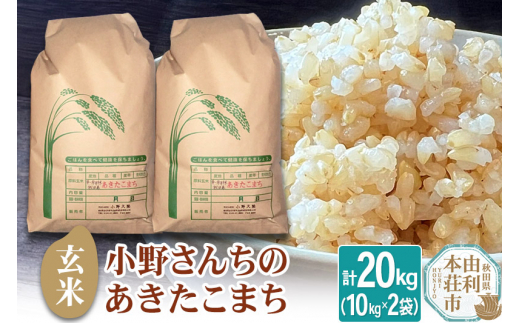 玄米】小野さんちのあきたこまち(10kg×2袋) 計20kg - 秋田県由利本荘市