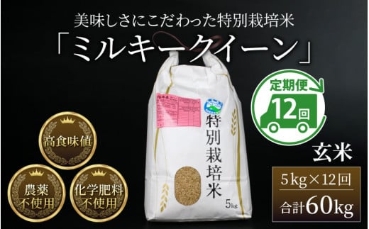 令和5年産】《定期便12回》 特別栽培米 ミルキークイーン 玄米 5kg