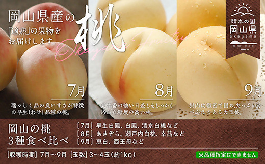 定期便】岡山の桃 3種食べ比べ（7月、8月、9月）【数量限定200セット ...