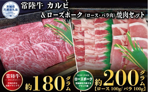 FU-54 【焼肉セット】常陸牛180ｇ・ローズポーク200ｇ（茨城県共通返