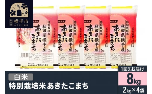 【白米】令和4年産 特別栽培米あきたこまち 8kg(2kg×4袋)