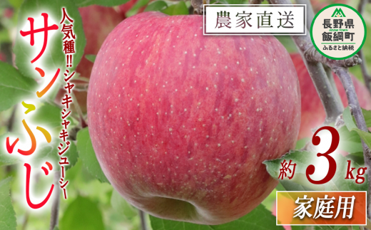 りんご 食べきり サンふじ 家庭用 3kg 大友農場 エコファーマー りんご 食べきり サンふじ 家庭用 3kg 大友農場 エコファーマー