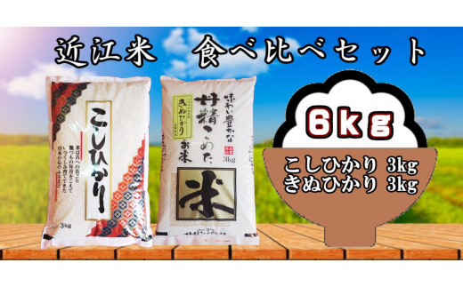 米 精米 近江米 こしひかり きぬひかり 6kg ( 3kg × 2袋 ) 食べ比べ 令