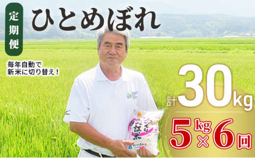 〈定期便〉 ひとめぼれ 白米 5kg×6回 計30kg 6ヶ月 令和4年 精米 土づくり実証米 毎年11月より 新米 出荷