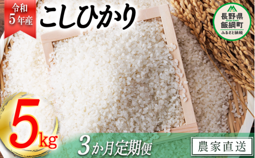 米 こしひかり 5kg × 3回 【 3か月 定期便 】( 令和5年産 ) ヤマハチ