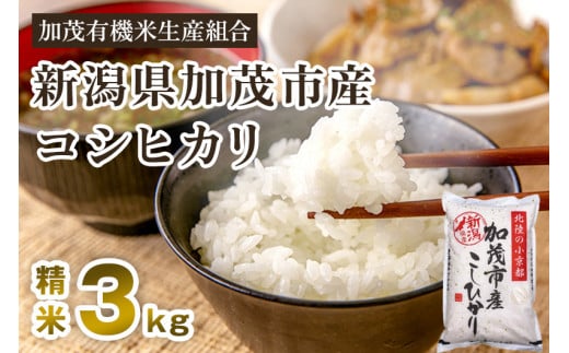 令和5年産米】新潟県加茂市産コシヒカリ 精米3kg 白米 加茂有機米生産