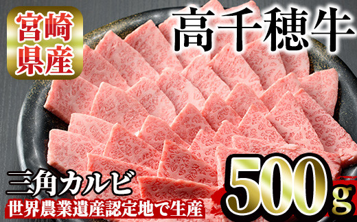 高千穂牛 三角カルビ(500g)【MT012】【JA高千穂地区ミートセンター