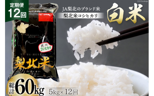 【12回 米 定期便 】 武川米 コシヒカリ 5kg×12回 総計60kg / 梨北農業協同組合 / 山梨県 韮崎市 [20741439] こしひかり  お米 おこめ こめ コメ 精米 ご飯 ごはん 白米 国産 JA梨北