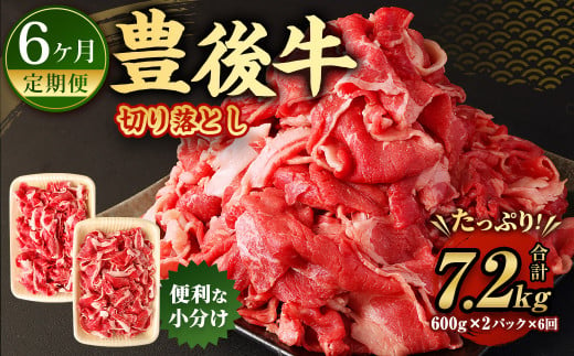 ふるさと納税 【6ヶ月定期便】豊後牛 切り落とし 1.2kg (600g×2) × 6回