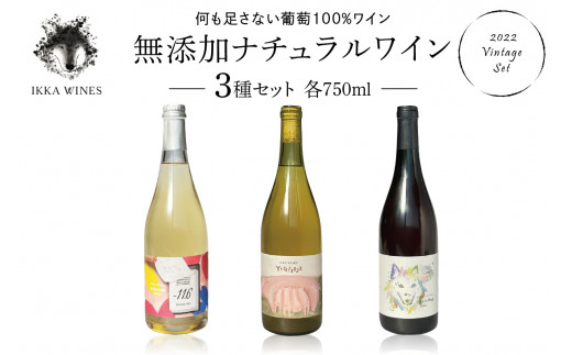 無添加ナチュラルワイン 2022年ヴィンテージ3種セット IKKA WINES【301−1】