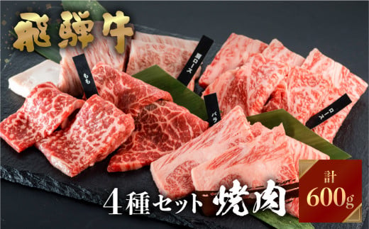 飛騨牛 牛肉 焼肉 赤身 霜降り 食べ比べ 150g×4種 600g A4等級以上 の