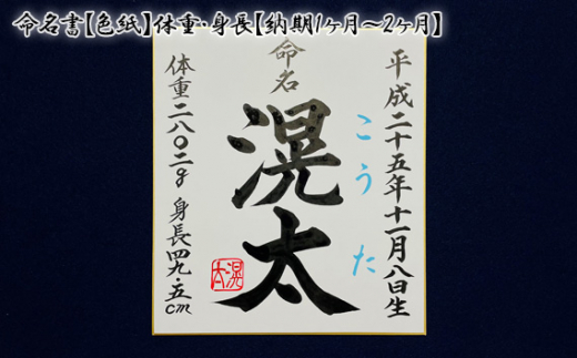 No.234 命名書【色紙】体重・身長【納期1ヶ月～2ヶ月】 ／ 書道