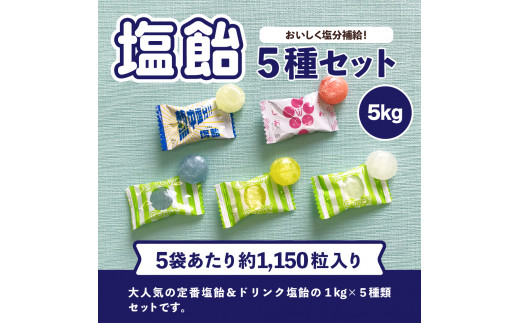 【夏季限定】塩飴5種セット（約1150粒）