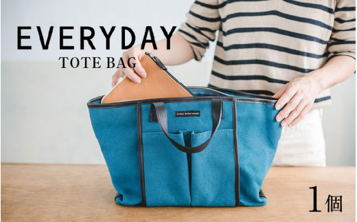 EVERYDAY-TOTE BAG（青×黒） 【おしゃれ トートバッグ 麻×綿 革 ...