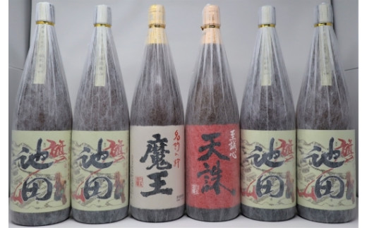 No.5059-1 魔王・【池田旗山】・天誅 焼酎一升瓶6本セット - 鹿児島県