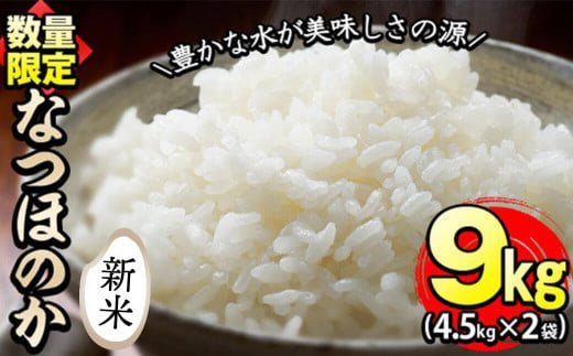 新米】【米の匠】川崎さん自慢のなつほのか 計9kg(4.5kg×2袋) a3-005