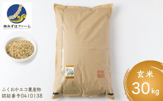 P458-30 みずほファームの特別栽培米 ヒノヒカリ 玄米30kg - 福岡県