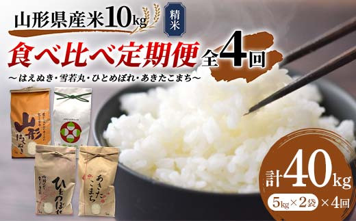 先行予約》山形県産米 10kg 食べ比べ定期便（全4回） 精米 米 お米