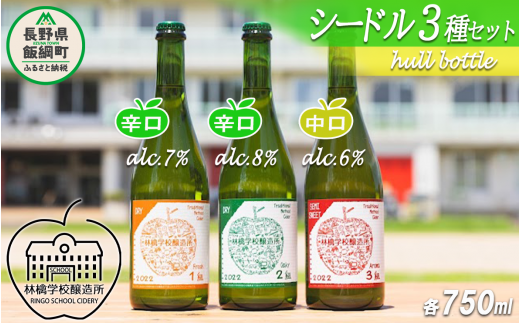 お酒 林檎学校醸造所 シードル 2022年 辛口 中口 750ml × 3本 セット