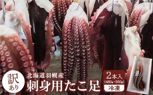 【訳あり】北海道羽幌産 刺身用たこ足 2本入（480g〜550g）【冷凍