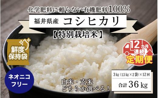 令和5年産新米】【12ヶ月連続お届け】【特別栽培米】福井県産