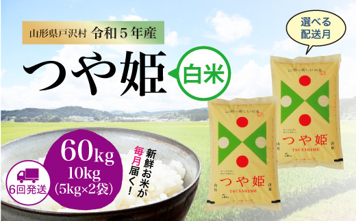 令和5年産 特別栽培米 つや姫 【白米】 定期便 60㎏（10kg×1カ月間隔で