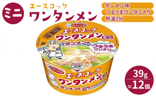 ミニ ワンタンメン タンメン味 39g×12個入[ エースコック ラーメン