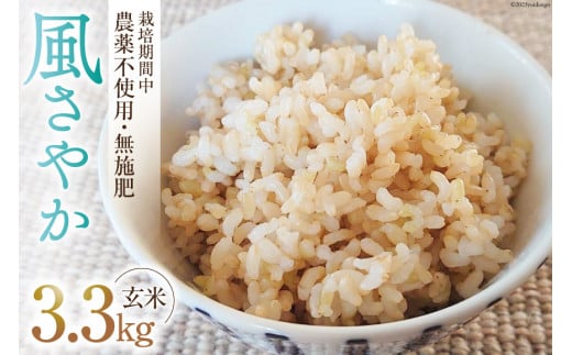 米 令和5年 風さやか 玄米 3.3kg [森の土・あづみ野ファーム 長野県
