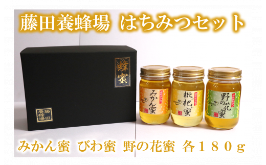 【2023年12月末以降発送】藤田養蜂場 はちみつ食べ比べセット（びわ蜜・みかん蜜・野の花）｜B37