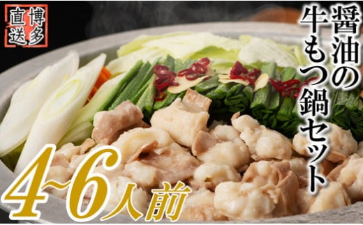 【福岡県新宮町】ZH108.博多名物もつ鍋(醤油味4〜6人前)