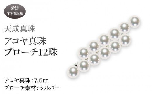 アコヤ真珠 ブローチ 7.5mm 12珠 天成真珠 アクセサリー ファッション