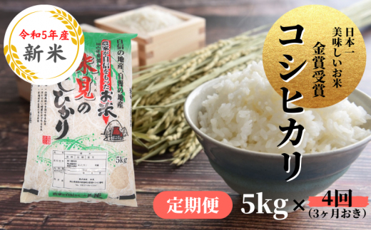 定期便】令和5年度 新米 里山新見のめぐみ コシヒカリ 5kg×12