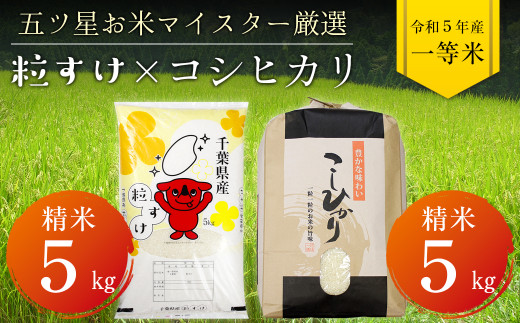 令和5年 千葉県産「粒すけ＆コシヒカリ」食べ比べ 各5kg 計10kg（精米