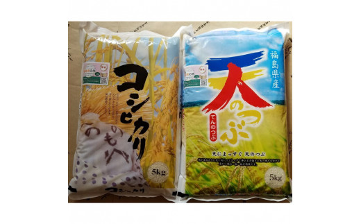 【令和5年産】南相馬市産ふくしま未来農協コシヒカリ5kg＋天のつぶ5kg食べ比べセット【01031】