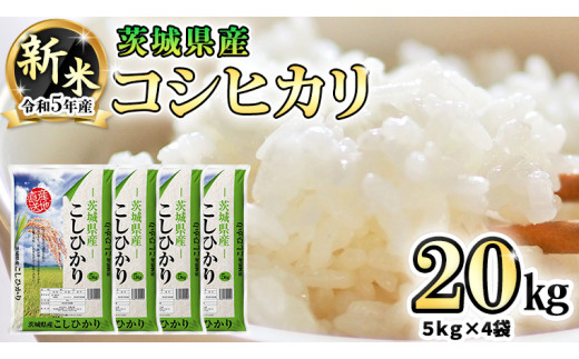 令和5年産 新米 茨城県産 コシヒカリ ( 精米 ) 20kg ( 5kg × 4袋 ) 米