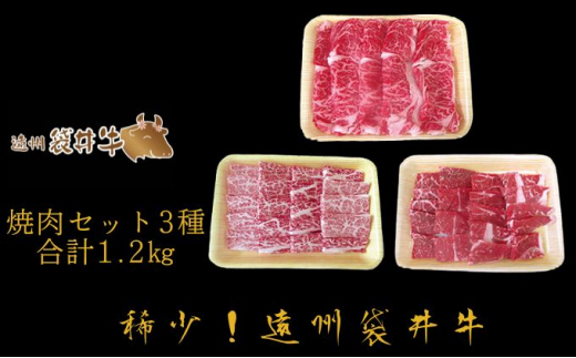 数量限定】稀少！遠州袋井牛 焼肉セット 3種 計1.2kg 贅沢 ヘルシー